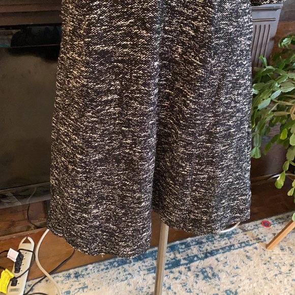 Marled Tweed A-Line Dress black with faux leather trim size 2P - Picture 6 of 14